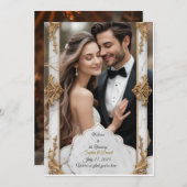 Eleganter Marmor & Gold Hochzeitsempfang Einladung (Vorne/Hinten)