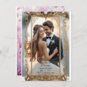 Eleganter Marmor & Gold Hochzeitsempfang Einladung (Vorne/Hinten)