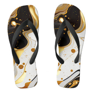 Eleganter Marmor Gold Luxus Glam feminin Badesandalen