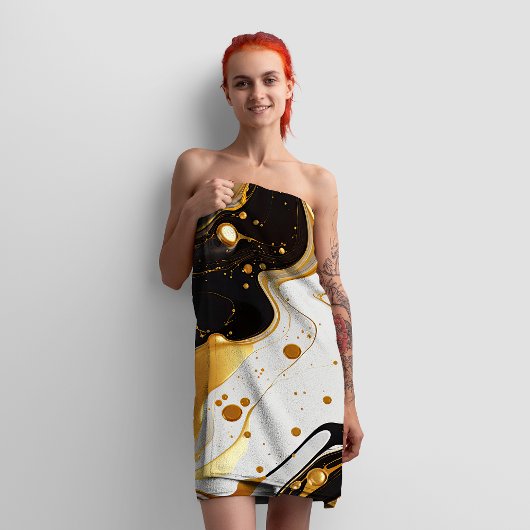 Eleganter Marmor Gold Luxusglasur feminin Badhandtuch Set