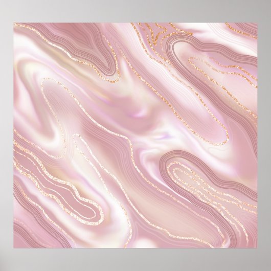 Eleganter Marmor: Goldstruktur der Rose Poster (Vorne)