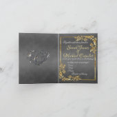 Eleganter Marmor, grau mit goldenen Blätter Rahmen Ankündigung (Innenseite)