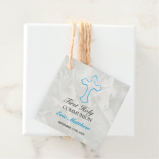 Eleganter Marmor mit Blue Cross First Communation Geschenkanhänger (Beispiel)