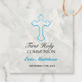 Eleganter Marmor mit Blue Cross First Communation Geschenkanhänger (Rückseite)