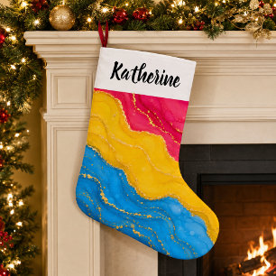 Eleganter Marmor Pansexuelle Stolz Farben Name Kleiner Weihnachtsstrumpf