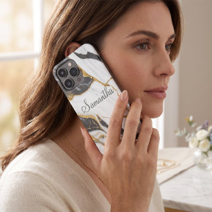 Eleganter Marmor personalisiert Gold Grau & Weiß Case-Mate iPhone Hülle