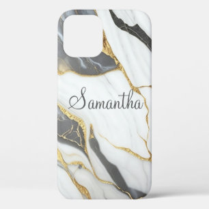 Eleganter Marmor personalisiert Gold Grau & Weiß Case-Mate iPhone Hülle