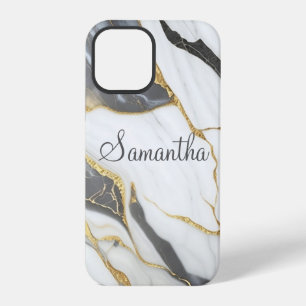 Eleganter Marmor personalisiert Gold Grau & Weiß  iPhone 12 Pro Hülle