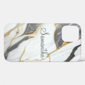 Eleganter Marmor Personalisiert Gold Gray & White Case-Mate iPhone Hülle (Rückseite (Horizontal))