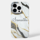 Eleganter Marmor Personalisiert Gold Gray & White Case-Mate iPhone Hülle (Rückseite)