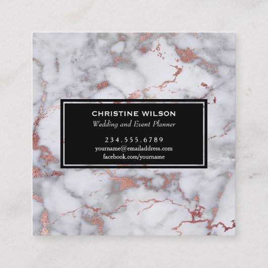 eleganter Marmor Quadratische Visitenkarte (Rückseite)