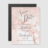 Eleganter Marmor Rose Gold Glitzer Save the Date Magnetkarte (Vorne/Hinten)