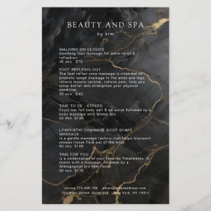 Eleganter Marmor Schwarz-Gold-Salon QR-Code-Preisl Flyer