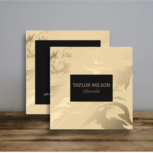 Eleganter Marmor, schwarz und gold Quadratische Visitenkarte
