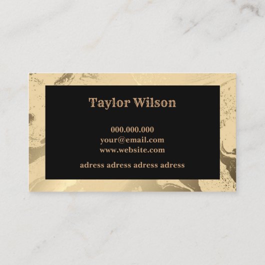 Eleganter Marmor, schwarz und gold Visitenkarte (Rückseite)