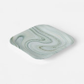 Eleganter Marmor Silver Glitzer Swirl Muster Pappteller (Gewinkelt)