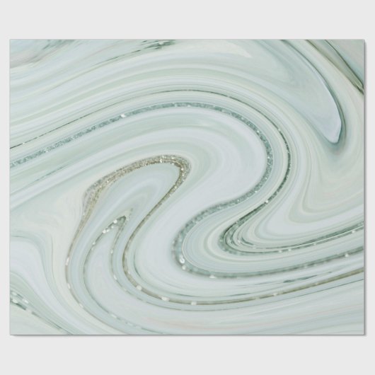 Eleganter Marmor Swirl Silver Glitzer Sparkle Glam Geschenkpapier (Flach)