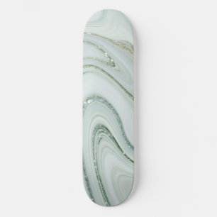 Eleganter Marmor Swirl Silver Glitzer Sparkle Glam Skateboard