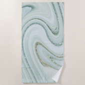 Eleganter Marmor Swirl Silver Glitzer Sparkle Glam Strandtuch (Vorderseite)