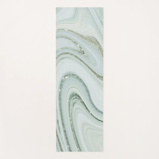 Eleganter Marmor Swirl Silver Glitzer Sparkle Glam Yogamatte (Vorderseite)