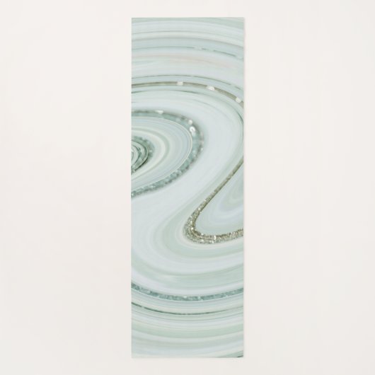 Eleganter Marmor Swirl Silver Glitzer Sparkle Glam Yogamatte (Rückseite)