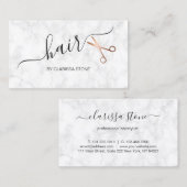 Eleganter Marmor- u. Rosengoldscheren Hairstylist Visitenkarte (Vorne/Hinten)