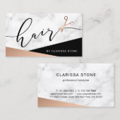 Eleganter Marmor und Goldschere aus Rose Visitenkarte (Vorne/Hinten)