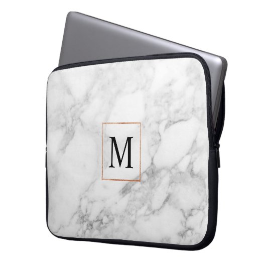 Eleganter Marmor und Imitate Foil Border Laptop Sc Laptopschutzhülle (Vorderseite Links)