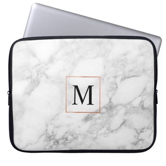 Eleganter Marmor und Imitate Foil Border Laptop Sc Laptopschutzhülle (Vorderseite)