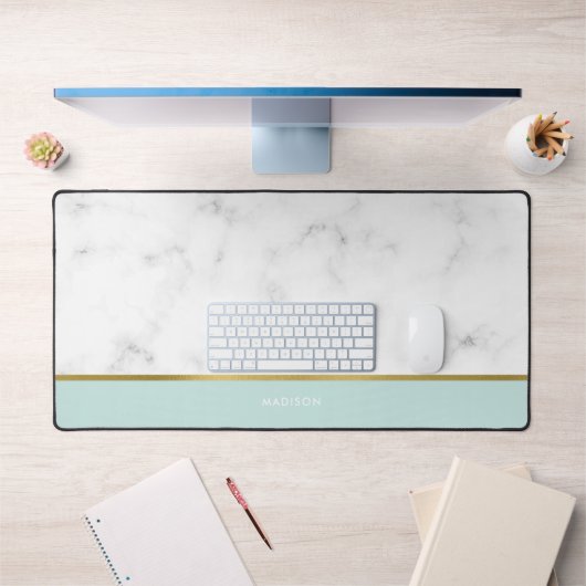 Eleganter Marmor und Minzmuster Personalisiert Schreibtischunterlage (Büro 1)