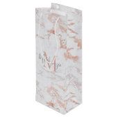 Eleganter Marmor und Rose Geschenktüte Für Weinflaschen (Rückseite Schrägansicht)