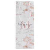 Eleganter Marmor und Rose Geschenktüte Für Weinflaschen (Rückseite)