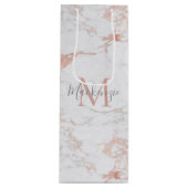 Eleganter Marmor und Rose Geschenktüte Für Weinflaschen (Vorderseite)
