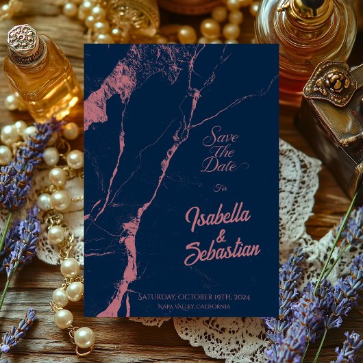 Eleganter Marmor und Rose Save the Date jagen Einladung