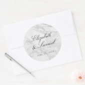 Eleganter Marmor White Gray Round Wedding Sticker (Umschlag)