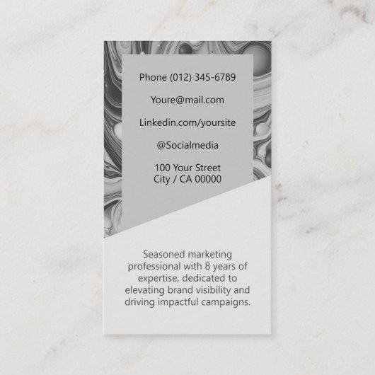 Eleganter Marmorjob Seeker Klasse Kreativ Grau Visitenkarte (Rückseite)