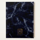 Eleganter Marmorplatz Gold Monogram Notar Planer (Rückseite)