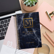 Eleganter Marmorplatz Gold Monogram Notar