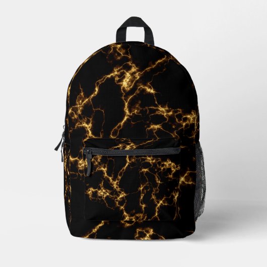 Eleganter Marmorstil3 - Schwarzes Gold Bedruckter Rucksack (Vorderseite)