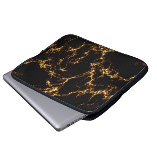 Eleganter Marmorstil3 - Schwarzes Gold Laptopschutzhülle (Vorne Knopf)