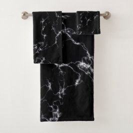 Eleganter Marmorstil4 - Schwarz und Weiß Badhandtuch Set