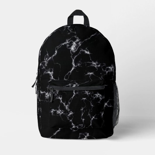 Eleganter Marmorstil4 - Schwarz und Weiß Bedruckter Rucksack (Vorderseite)