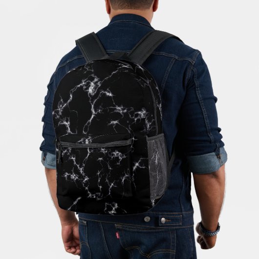 Eleganter Marmorstil4 - Schwarz und Weiß Bedruckter Rucksack (Insitu (Modell))