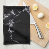 Eleganter Marmorstil4 - Schwarz und Weiß Geschirrtuch (Viertel Falte)
