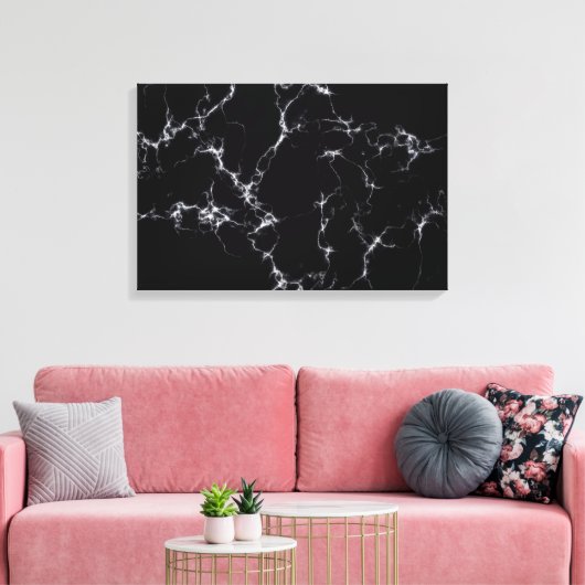 Eleganter Marmorstil4 - Schwarz und Weiß Leinwanddruck (Insitu (Wohnzimmer))