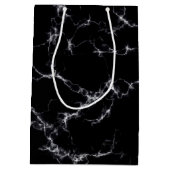 Eleganter Marmorstil4 - Schwarz und Weiß Mittlere Geschenktüte (Rückseite)
