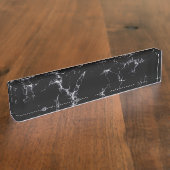 Eleganter Marmorstil4 - Schwarz und Weiß Namensplakette (Seite)