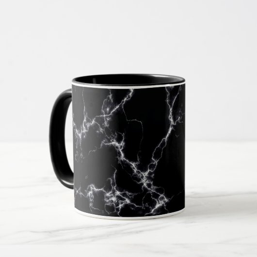 Eleganter Marmorstil4 - Schwarz und Weiß Tasse (Vorderseite Links)