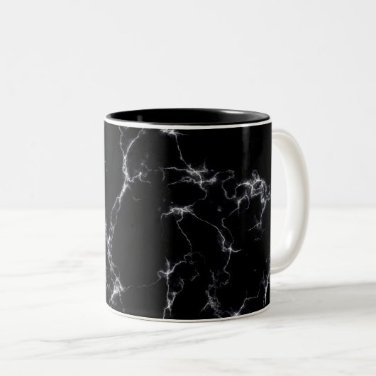 Eleganter Marmorstil4 - Schwarz und Weiß Zweifarbige Tasse (VorderseiteRechts)