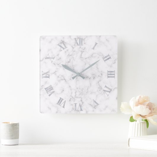 Eleganter Marmorstil Quadratische Wanduhr (Zuhause)